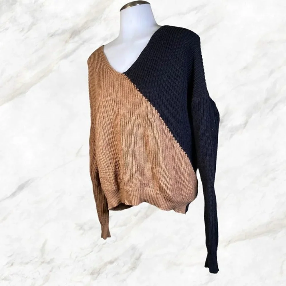 Superdown Trish Knot Sweater - Brown & Black